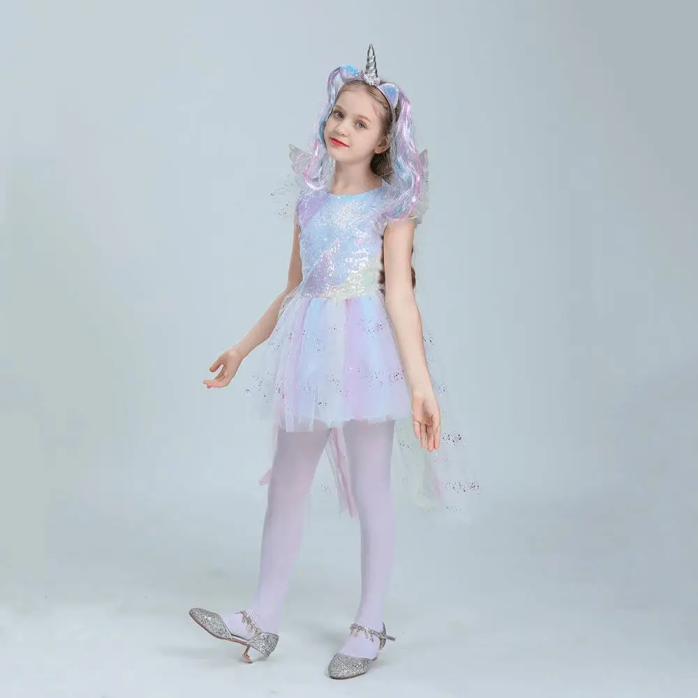 زي أداء للأطفال، فستان يونيكورن للهالوين، تنورة قوس قزح للعروض المسرحية، زي صيني تقليدي للنساء #2