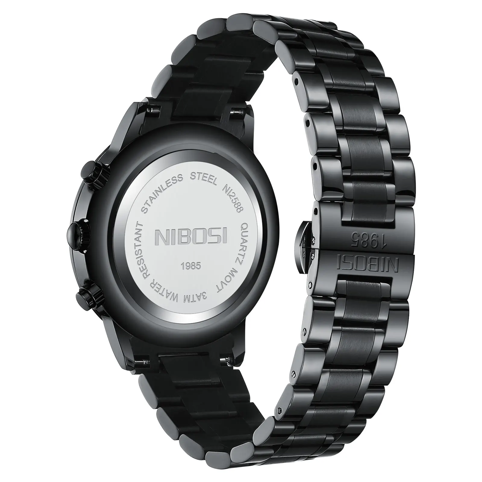 NIBOSI Men's Watches Analog Minimalist Black Dial Watches for Men Business Chronograph Military Stainless Steel Wrist Watches