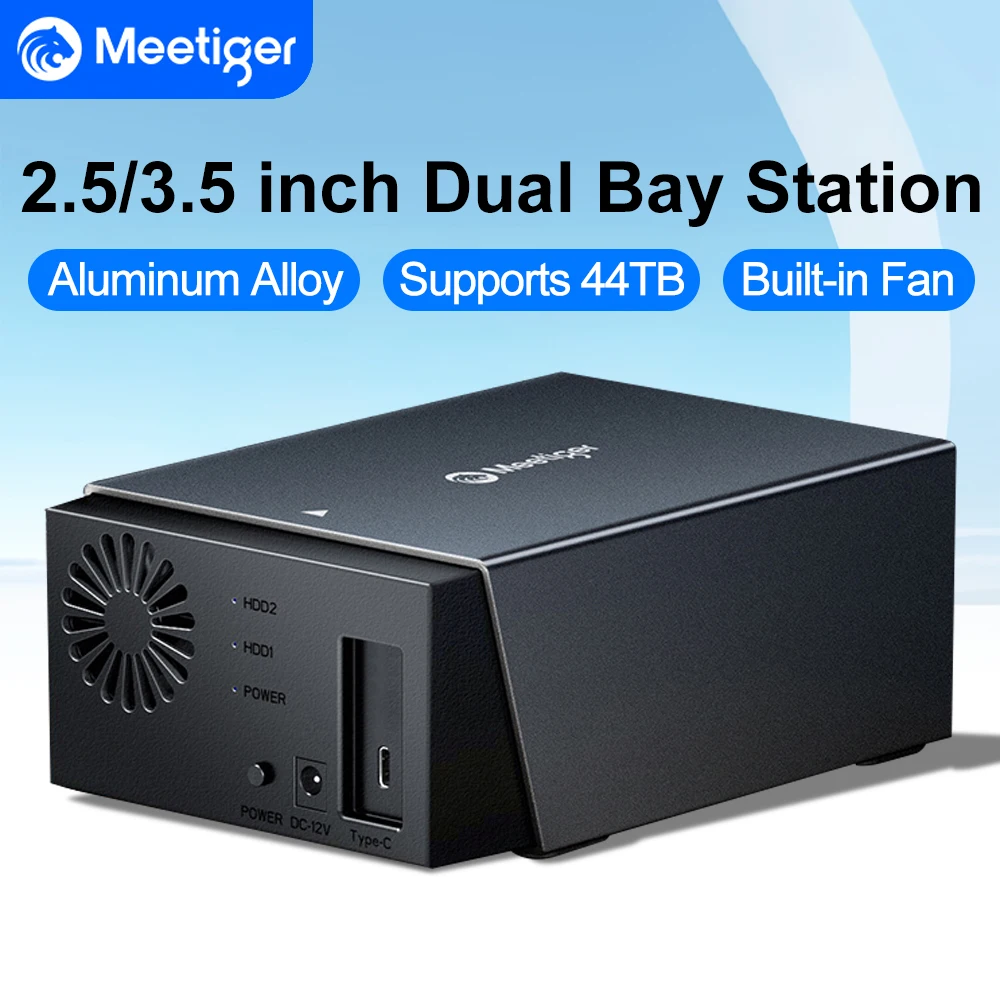 

Док-станция для жесткого диска Meetiger Type-C Док-станция для жесткого диска SATA-USB 3.0 для корпуса жесткого диска 3,5 дюйма со встроенным вентилятором