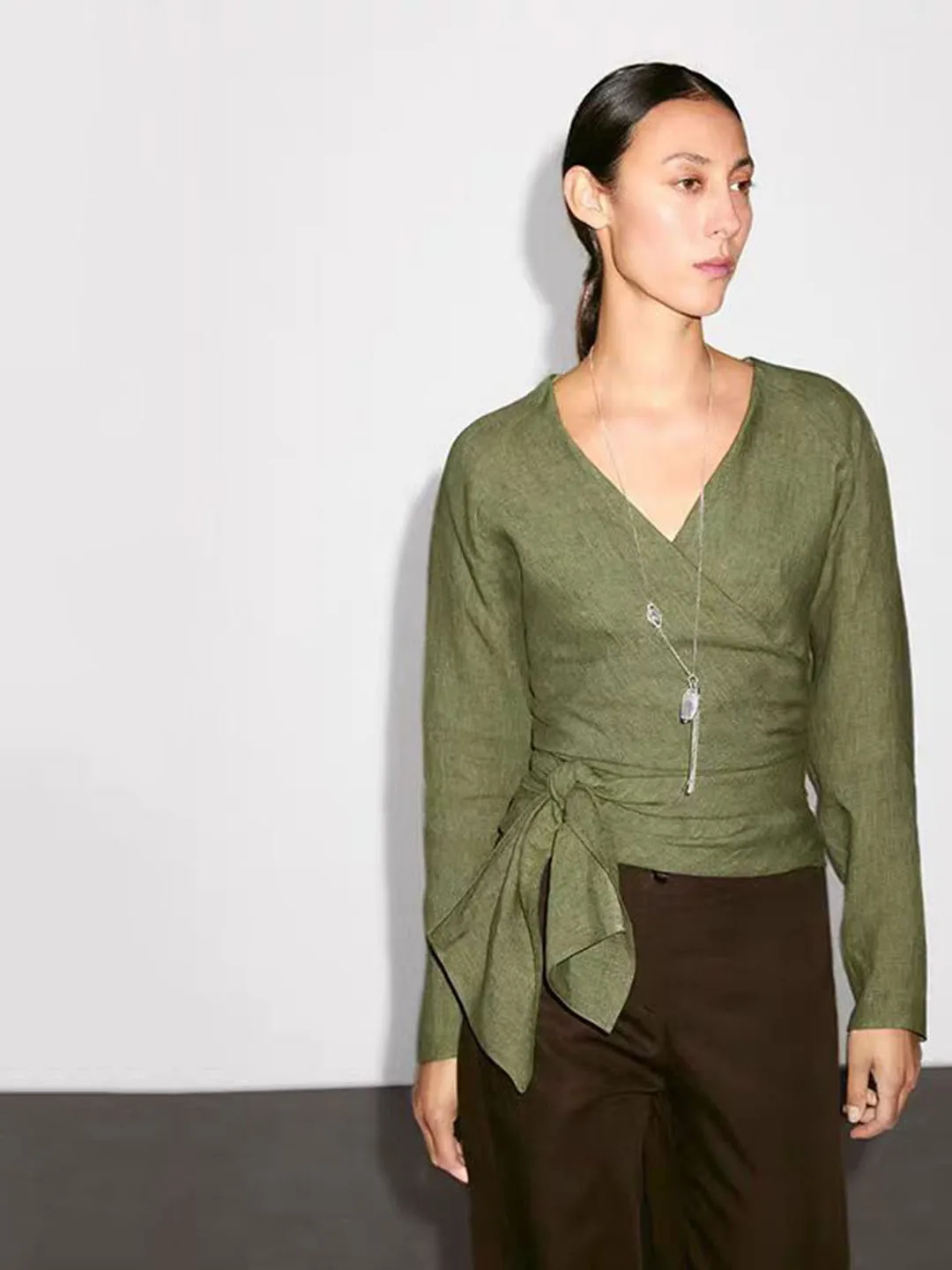 

mat V-Ne Long Sve irt Retro Vaion Sle High Quali Spring Summer New Arrival Women's Busin Casual irt