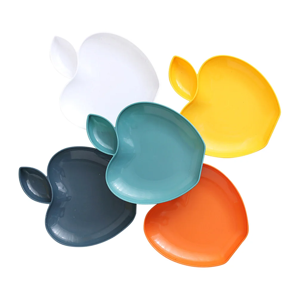 

5Pcs Apple Shaped Dumpling Plates Snack Fruit Plates Lightweight Portable Dipping Sauce Serving Dishes Chip and Dip Serving Set