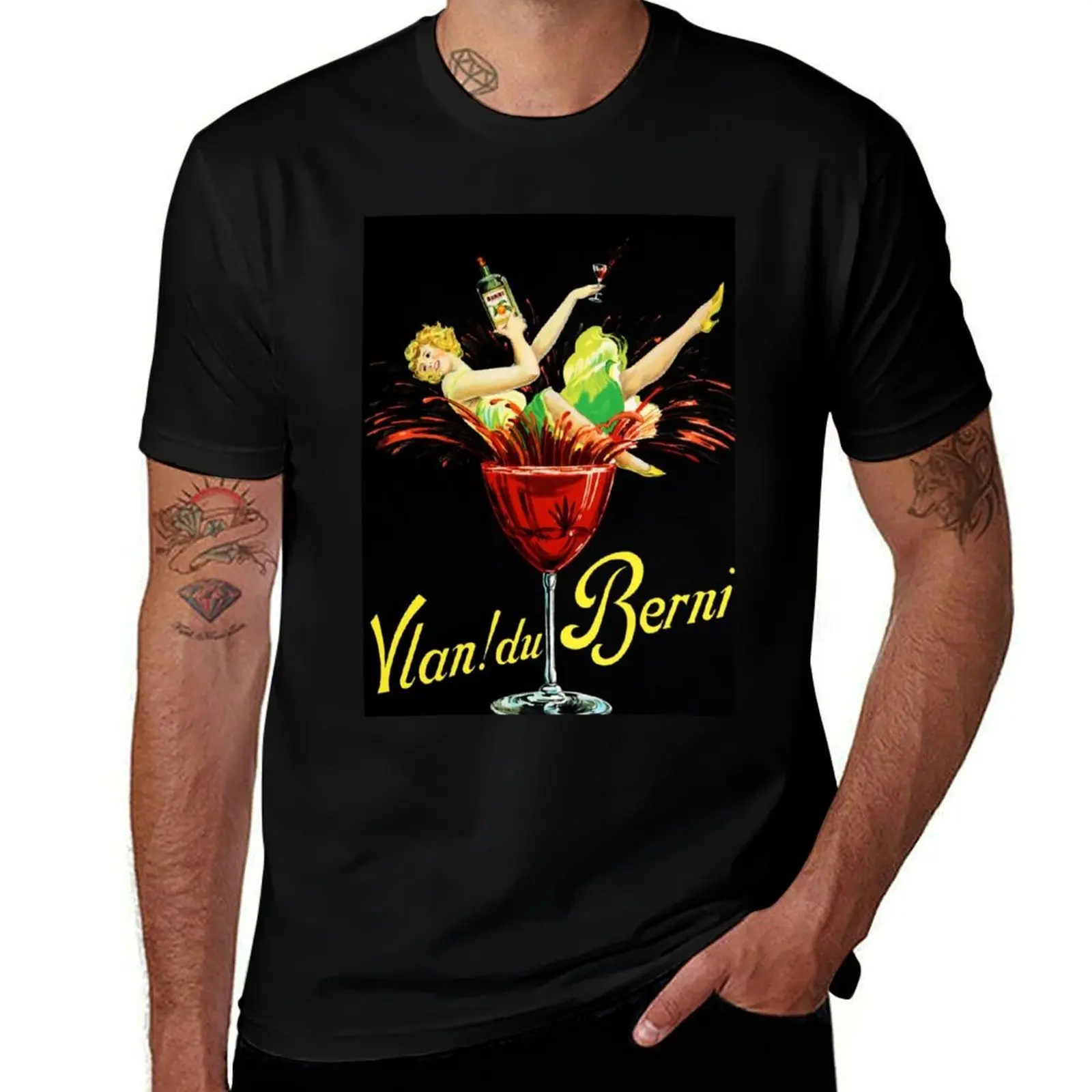 Vintage Vlan du Berni Bitter Aperitif Alcoholic advertisement lithograph poster T-Shirt Plus Size Loose Fit T-Shirt