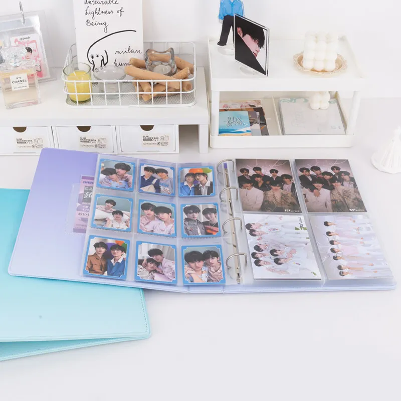 Gradient Heart Hollow A4 Binder 9 Grid Loose-Leaf PC Holder Kpop Collect Book for Trading Cards & Polaroid Photos