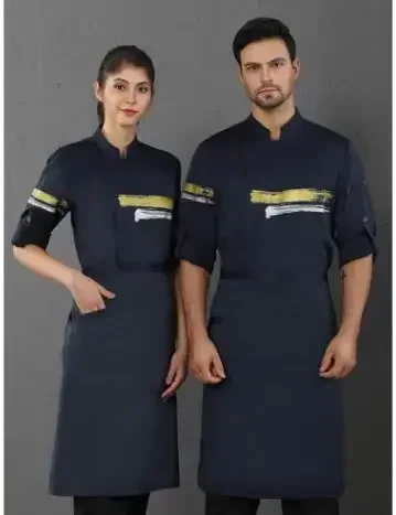 Vêtements de travail de Chef, vestes de cuisinier respirantes à manches longues, hôtel Restaurant cuisine boulangerie gâteau salopette unisexe uniforme de Chef