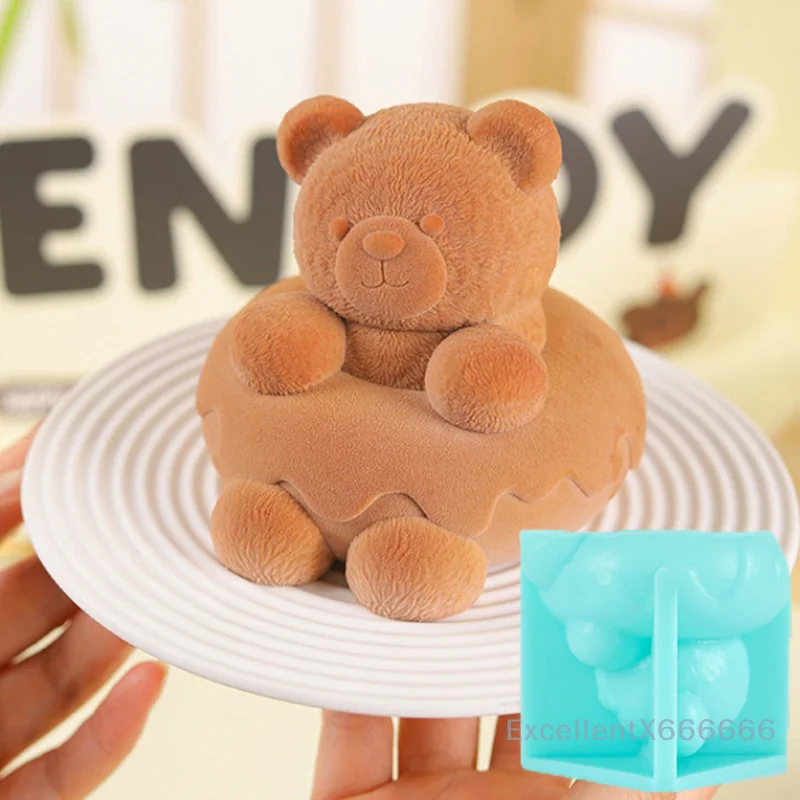 

Cute Doughnut Bear Pudding Mold Mousse Silicone Mold Cake Milk Jelly Mold Cartoon Bear Cake Decoration Baking Bakery Tool