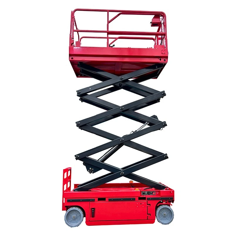 Self-propelled mobile scissor aerial work platform 8m-18m working platform, can be equipped with lead-acid battery