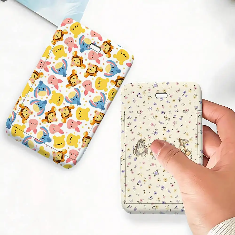 TV W-Winnie The Pooh 1 Card Holder, Leather Card Storage Box, Key Chain, Access Tag Holder, ID Card Holder, Key Chain