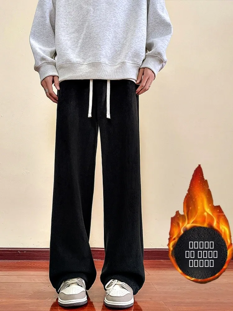 

Мужские зимние утепленные флисовые повседневные спортивные брюки для молодежи: модные, теплые, прямого кроя