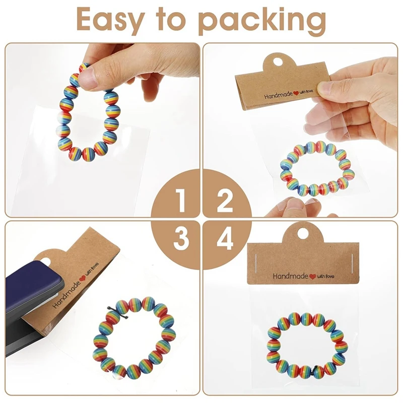 100Pcs Earring Display Cards With Bags, Kraft Necklace Jewelry Holder Cardboard, Jewelry Card With100 Self Sealing Bags