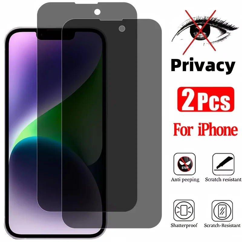 

2Pack Privacy Screen Protector Tempered Glass Anti-Spy Shatterproof Scratch-Resistant for iPhone XR XS 11 12 13 14 15 16 Pro Max
