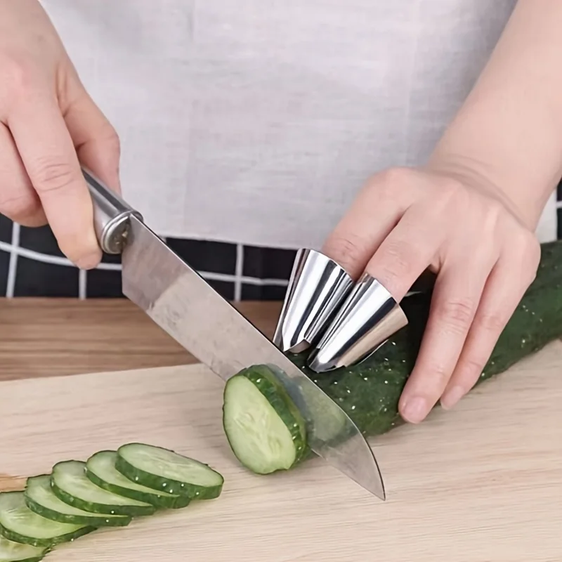 5 stainless steel finger cots, metal thumb cots, super convenient kitchen tool accessories for safe vegetable picking, ginger peeling, garlic peeling, edamame peeling, etc