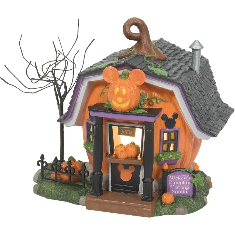 

56 Village Halloween Pumpkin Town Mouse Carving Studio Illuminated Building, 5.51 Inch, Multicolor