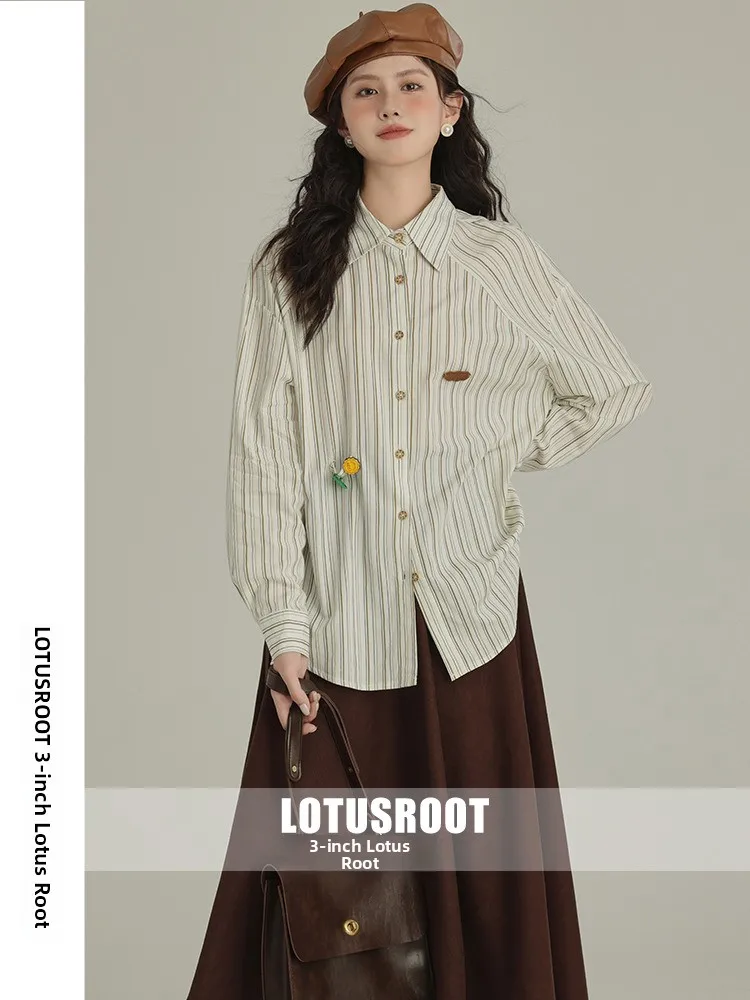 

Осень-зима, свободные женские полосатые длинные све айт, внутренняя одежда, универсальный воротник, полиэфирная ткань, повседневная мода