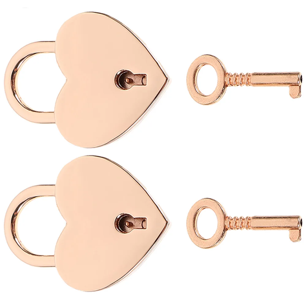 

2 Sets Heart Lock Small Key Suitcase Locks with Keys Metal Shaped Padlock Luggage