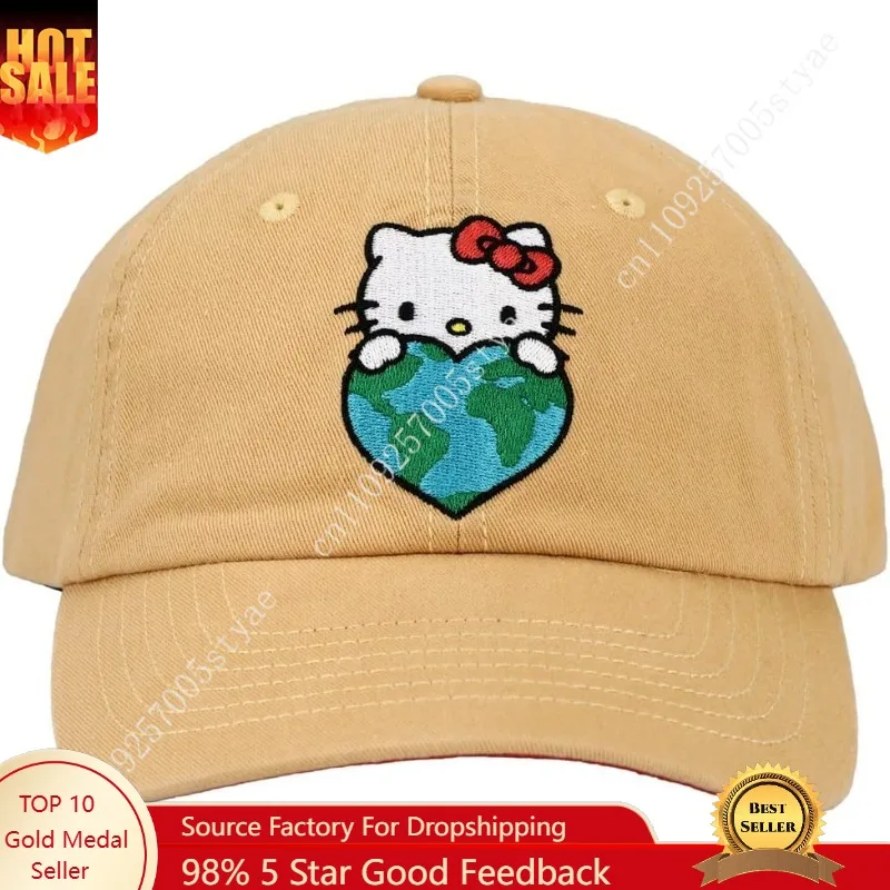 

Hello Kitty Adult Unisex Embroidered Canvas Cotton Twill Hat Brown