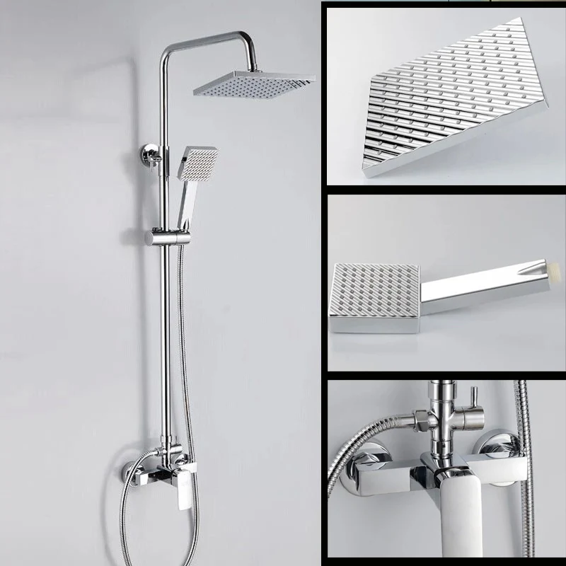 Hot and cold water bathroom rainfall shower faucet set