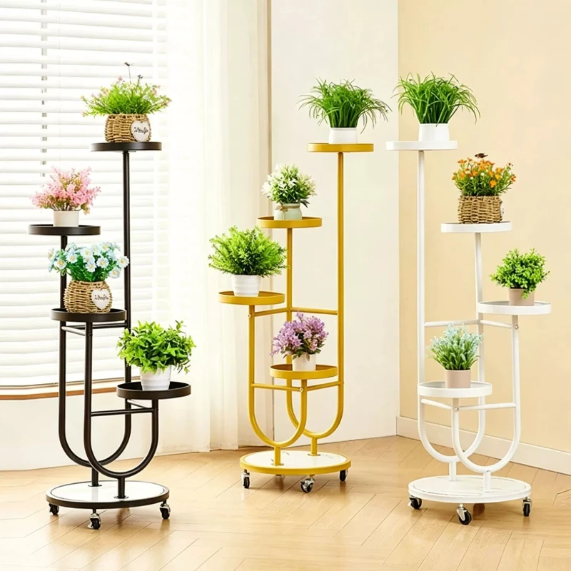 

Terrace Indoor Plant Shelf Gardening Floating European Gold Shelf Vertical Decor Etagere Plante Mid Century Furniture