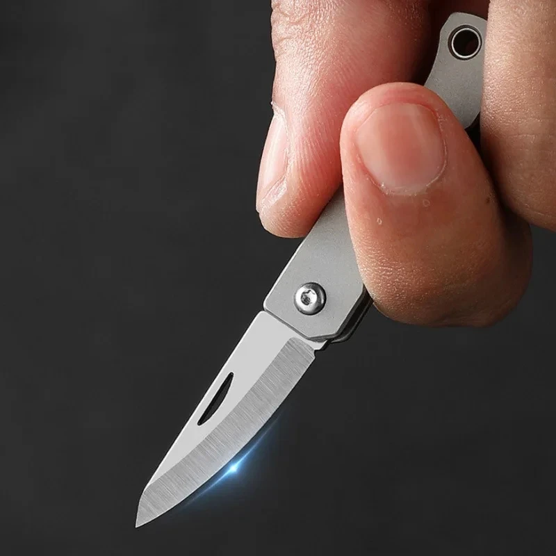 CNC MINI TC4 Titanium Alloy Folding Knife Multifunctional Bottle Opener EDC Portable Keychain Pendant  Express Unpacking Knife