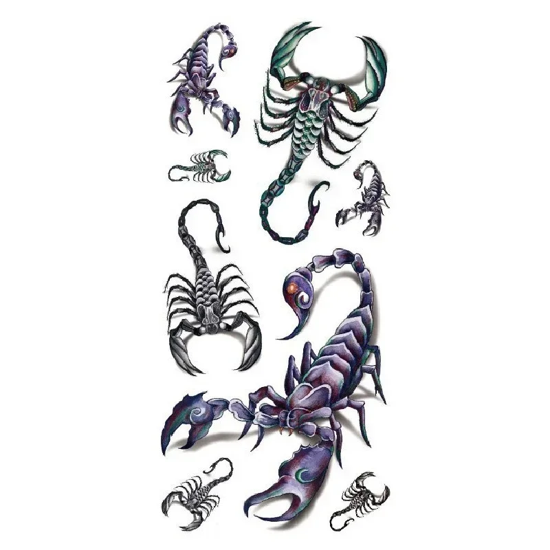 3D Rose Butterfly Scorpion Tattoo Flowers Watercolor Sexy Temporary Tattoos Stickers for Women Girls Art Fake Tattoo Waterproof