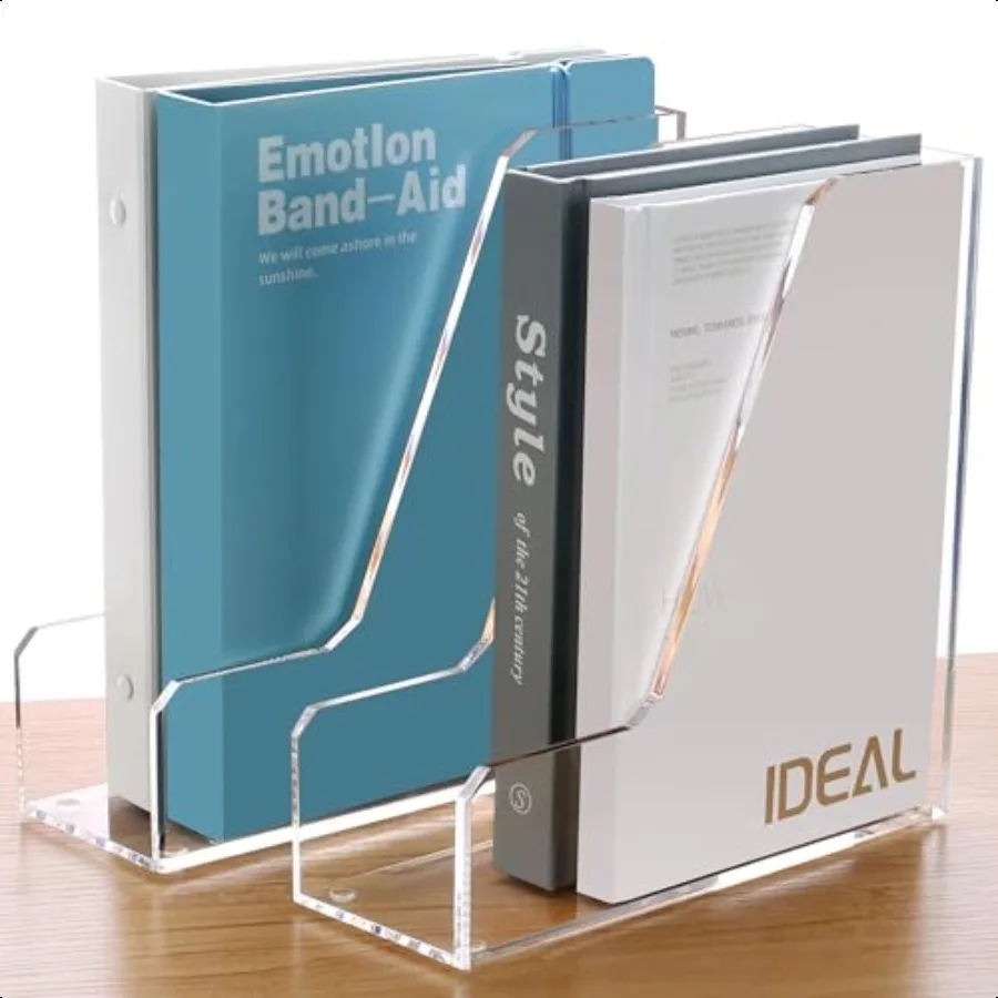 

SANRUI 2 Pack Acrylic Magazine File Holder Vertical File Sorter Holders Desk Organizer Clear Folder Organizer Document Rack for