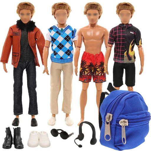 Ken Doll Clothes for Barbie Glasses Shoes Hangers Guitar Skateboard Headsets Accessories For Barbies Girl`s Toy DIY Xm's Gifts