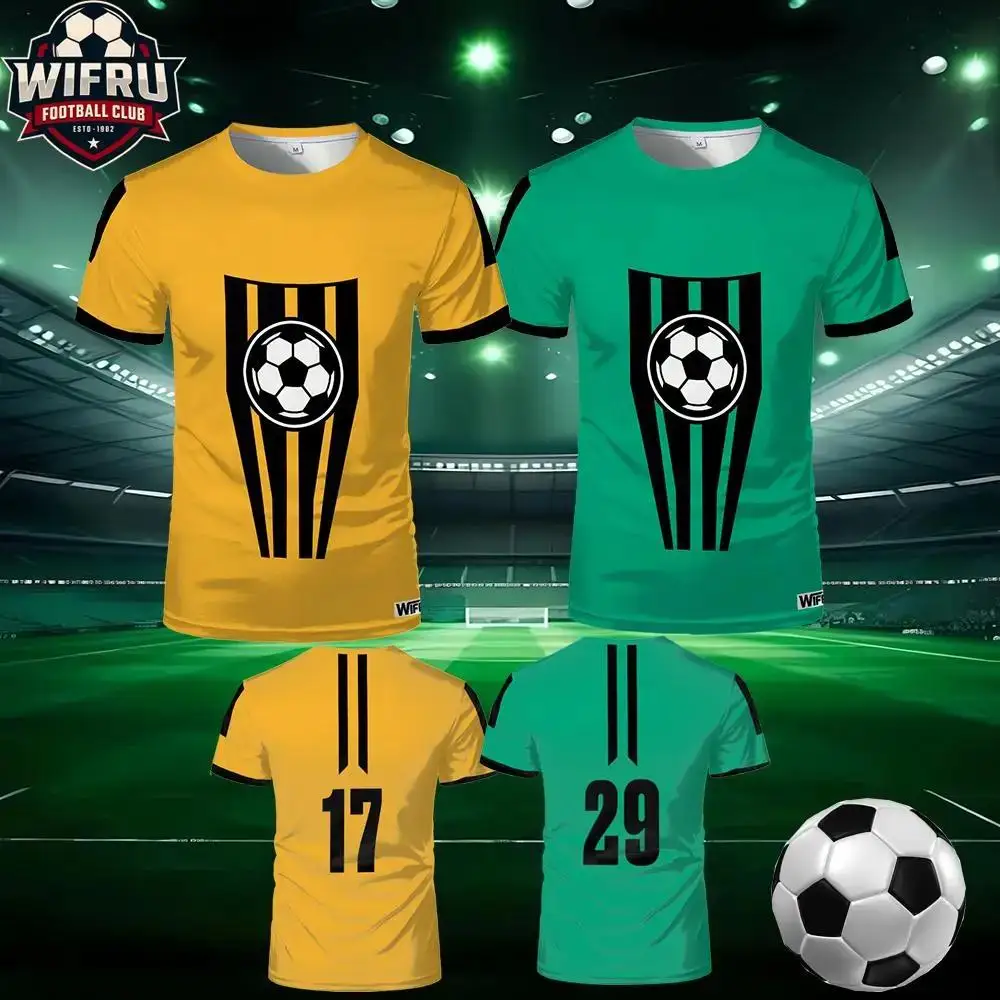 

WIFRU New Men's Custom Number Jersey Football Pattern Print T-shirt Outdoor Running Fitness Breathable Quick-dry Sportswear Tops