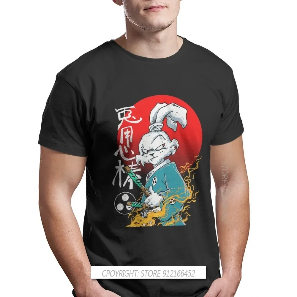 Usagi Yojimbo Rabbit Hip Hop Streetwear Japan Samurai Akechi Mitsuhide Bushi Homme T-Shirts Pure Cotton Ofertas Short Sleeve