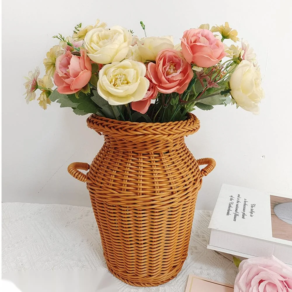 Imitation Vine Weaving Vase With Dried Flowers Imitation Flower Living Room Decoration Desktop Decoration Home Decoration Medium