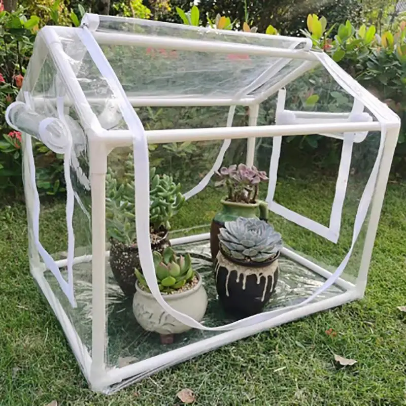 Flower Warming and Frostproof Household Moisturizing Gardening Rain Cover Mini Greenhouse with Shelf and Rolling Front Door