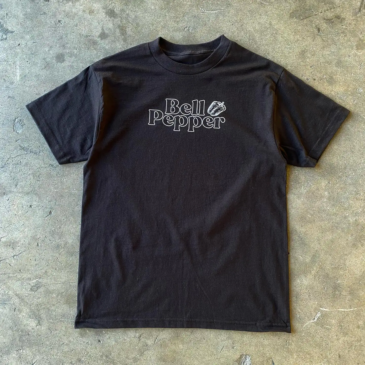 Slimming Effect Black Basic Short Sleeve T-Shirt with Oldschool Lettering by Wang Youbing Studio Unisex Breathable Cotton Tee