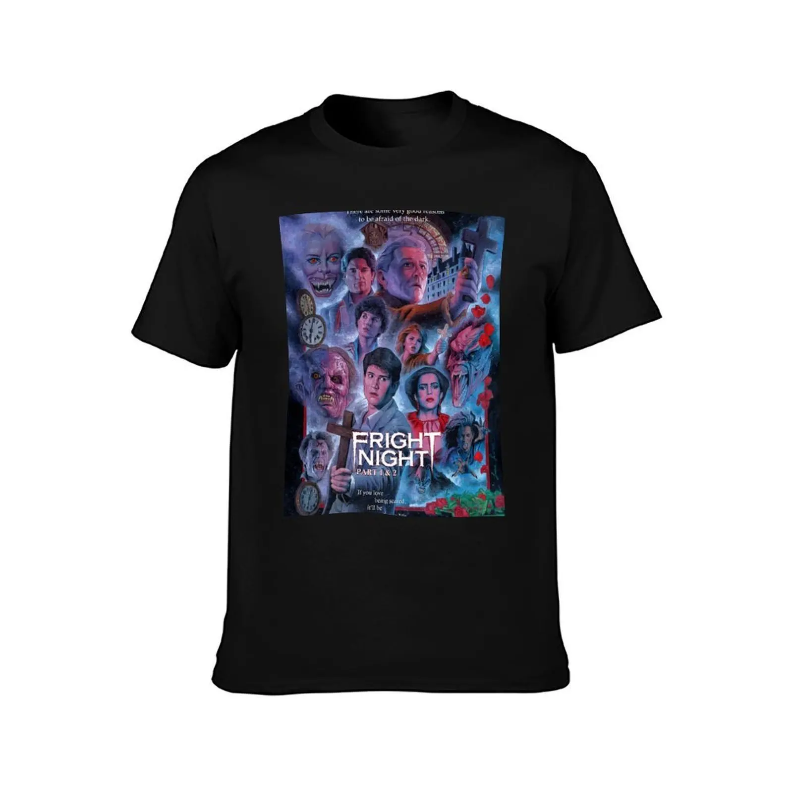 Fright Night part 1 & 2 with title T-Shirt Basic All Season Solid T-Shirt