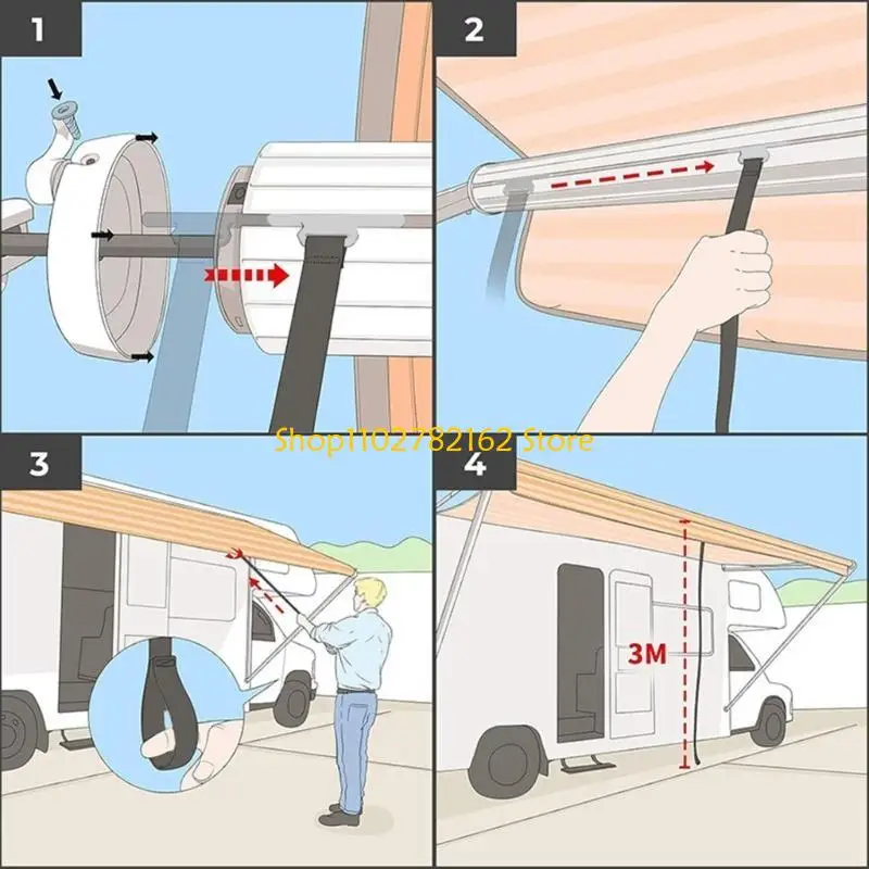 

547B Secure RVs Awning Tie Down Straps Prevents Fast Rolling Damage Camping 9.8Ft
