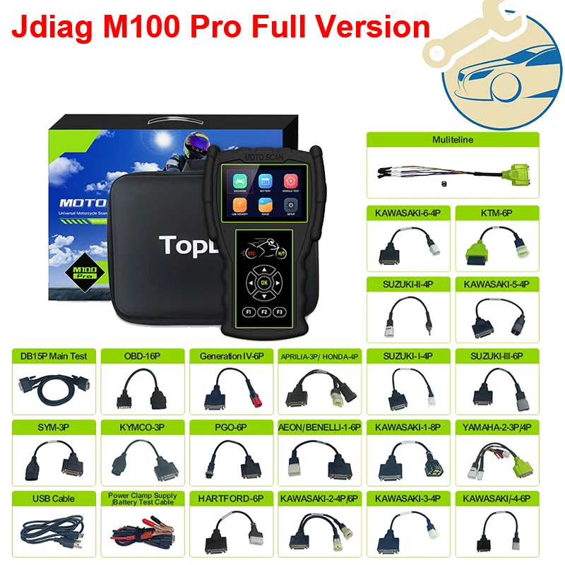 

JDiag M100 Pro Motorcycle Diagnostic Scanner OBD2 Fault Diagnostic Tool Motorbike Code Reader For BMW Kawasaki Yamaha Suzuki KTM