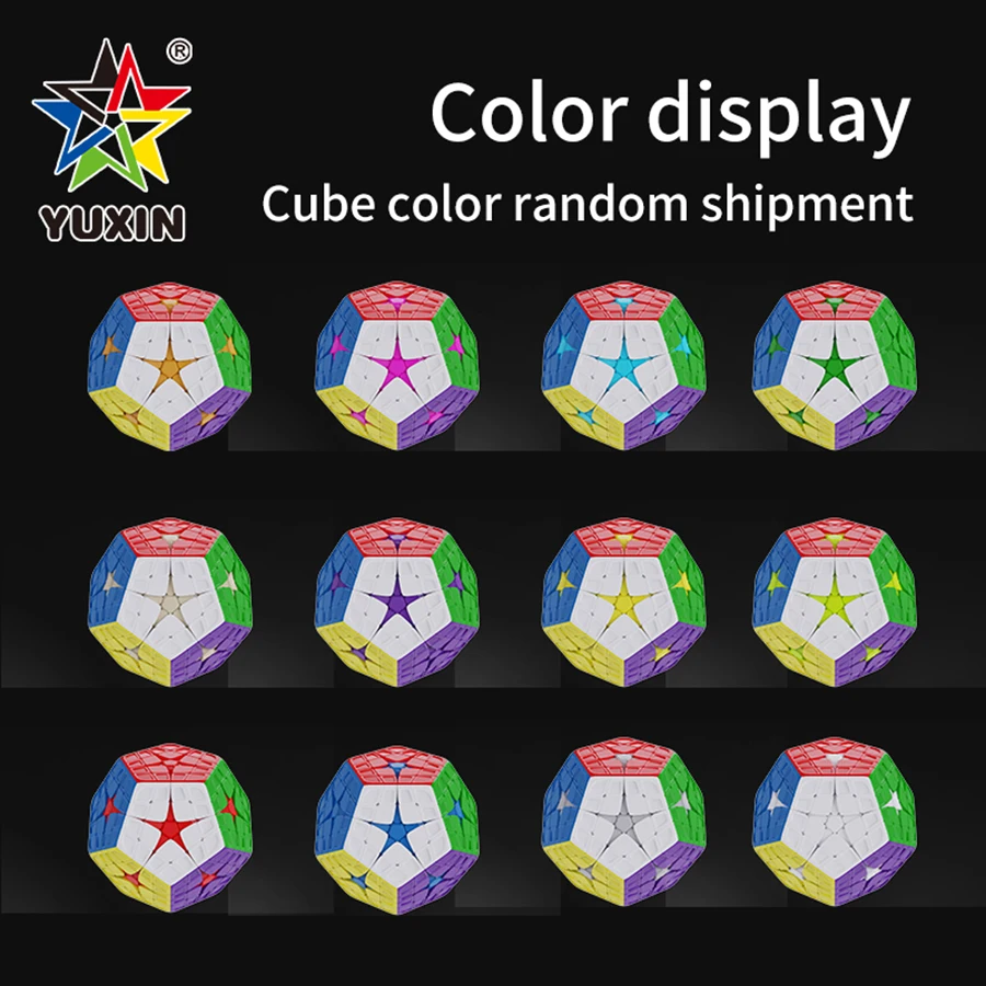 YuXin Magic Cube2 Kilominx 4x4 Megamin HuangLong dodecaedro 12 superficie negro rosa versión sin pegatinas profesional Cubo mágico