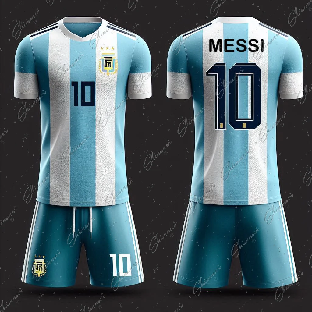 Football Outfit Kids Jersey 2pc Short Sleeves Argentinian Style No.10 Training And Competition Jearsey Custom Jerseys Soccer Kit