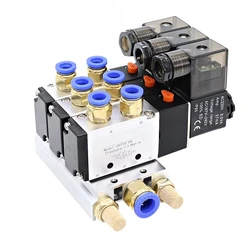 12/24V DC 110/220V AC Multi Option 4V210-08 Pneumatic Solenoid Valve Block With Muffler Fitting Base Manifold 2/3/4/6 Way