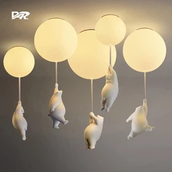 Quarto luzes pingente quarto das crianças berçário dos desenhos animados urso pendurado lâmpadas para teto sala de estar balão lustre teto