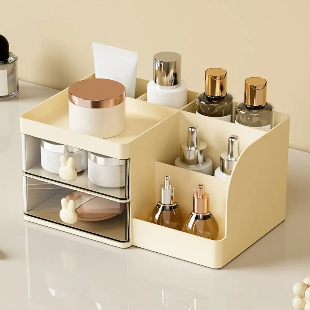 Large Capacity Cosmetic Storage Box for Dressing Table Desktop Organizer Skincare Stationery Storage Durable Gift Makeup Drawer