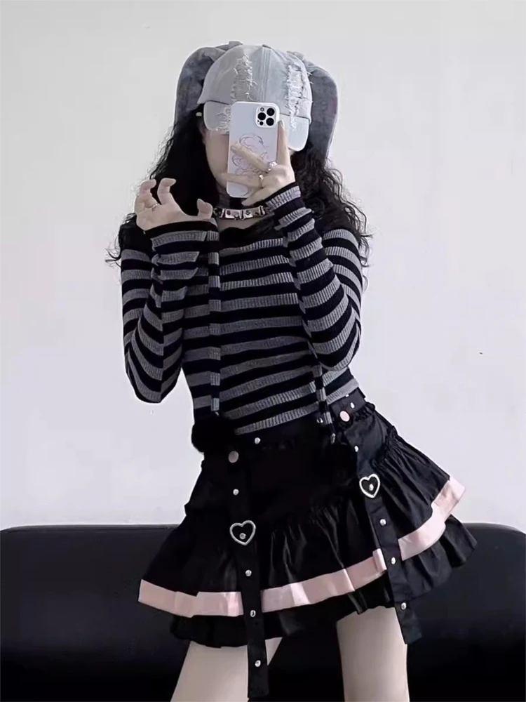 Coréen Sle taille haute gâteau jupe ort rebondissant coeur aped f-longueur femmes été Faion doux et épicé fille jupe