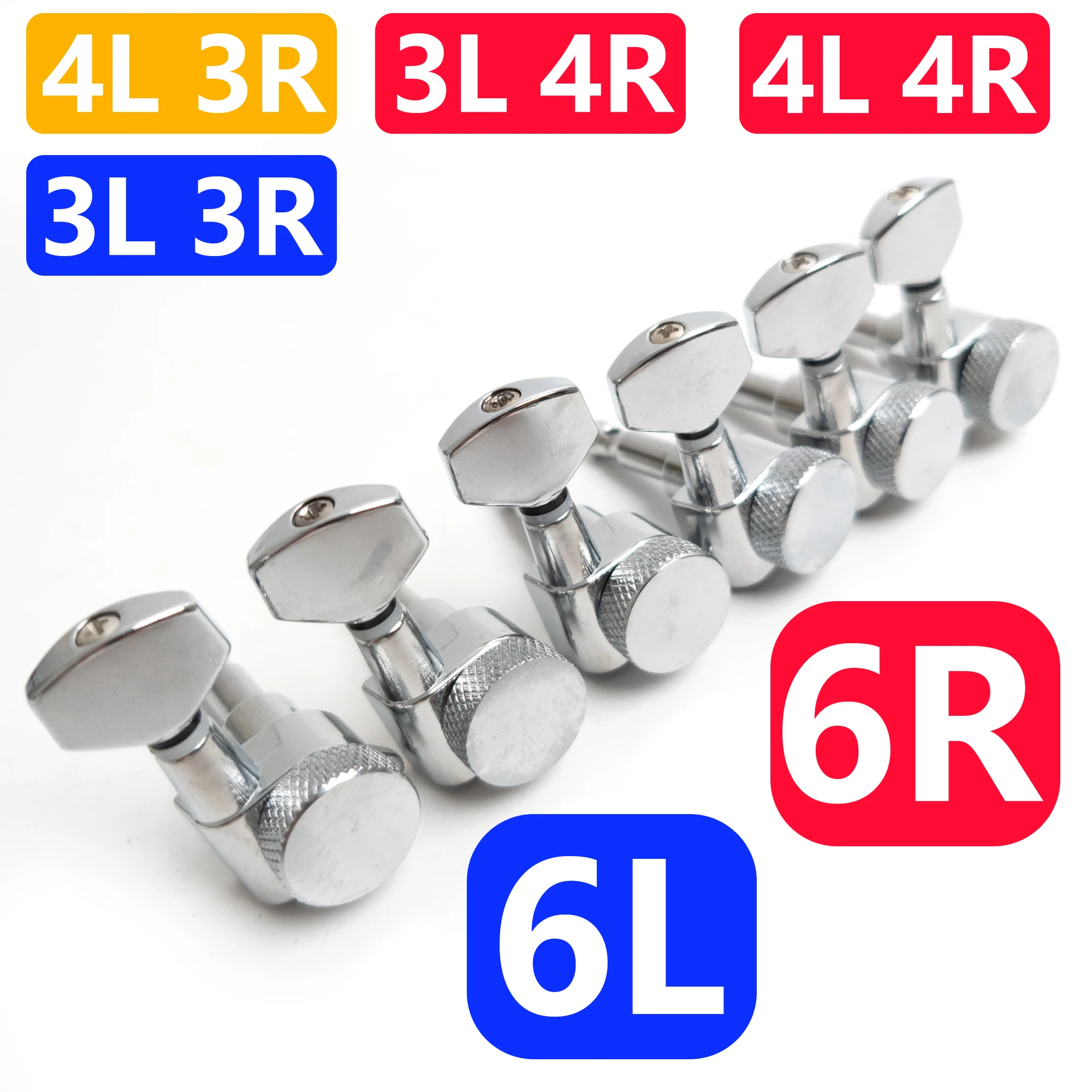 

Колки для настройки гитары, набор колки, высокоточный набор гитарных тюнеров с блокировкой 1:18, 6R, 6L, 3L3R, 3L4R, 4L3R, 4L4R, выбираемый хром