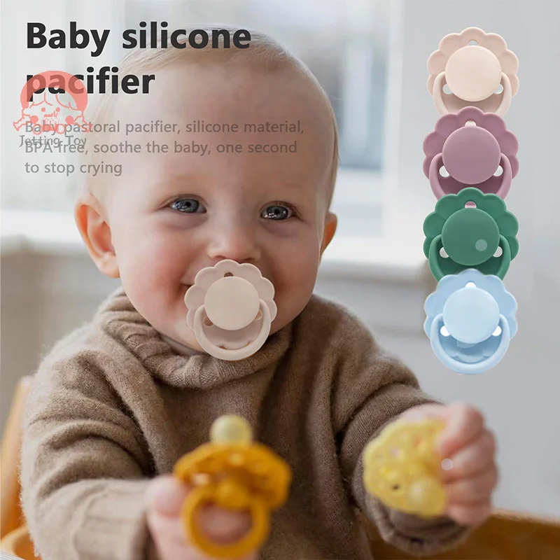 

1Pc Imitation Breast Milk Round Head Pacifier Natural Rubber Environmentally Tasteless Baby Pacifier For 0-36 Months Babies