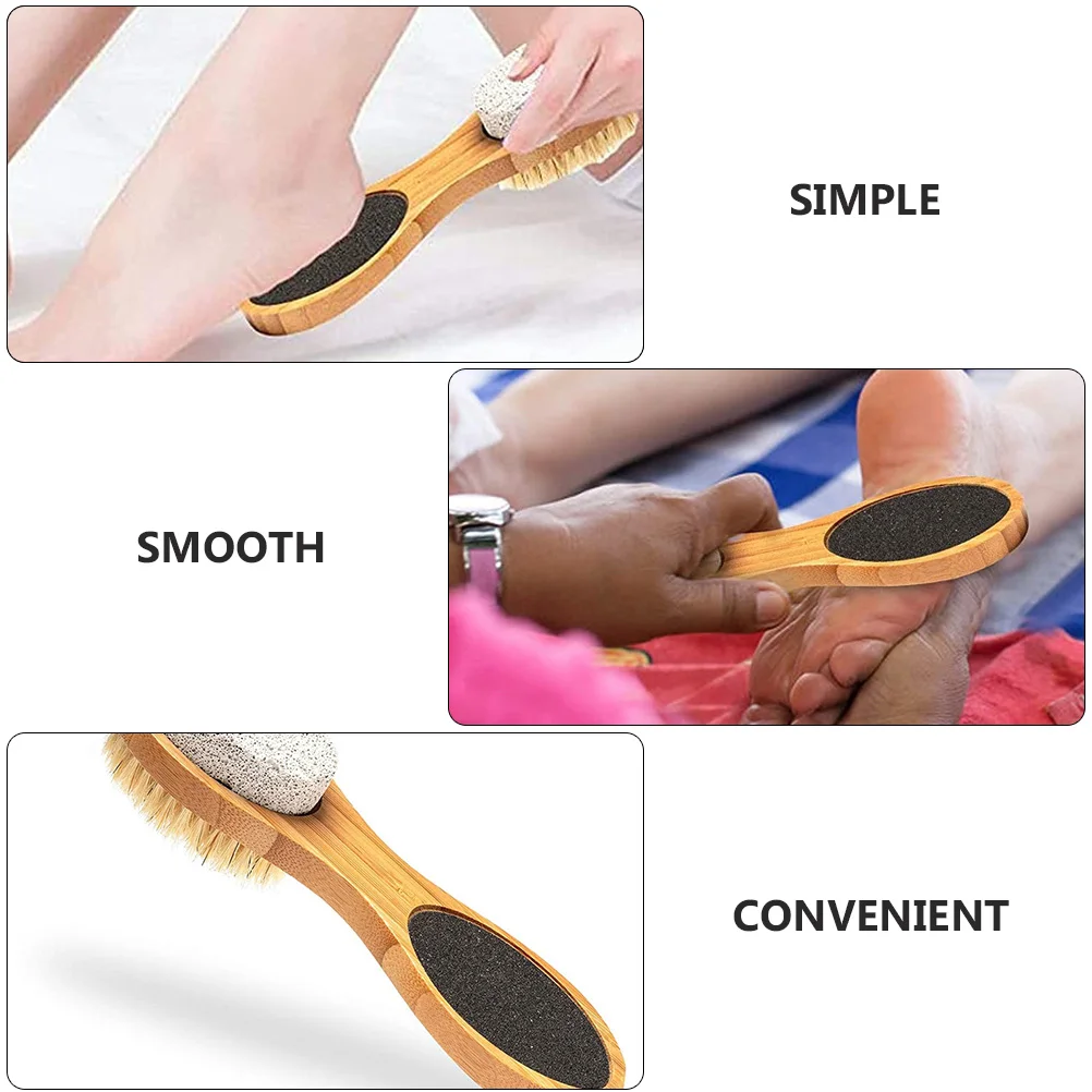 

2Pcs Foot Rasp Pedicure Tool Pumice Stone Bristles Hard Skin Removal Callus File Nail Care Grooming Device Bamboo Material Foot