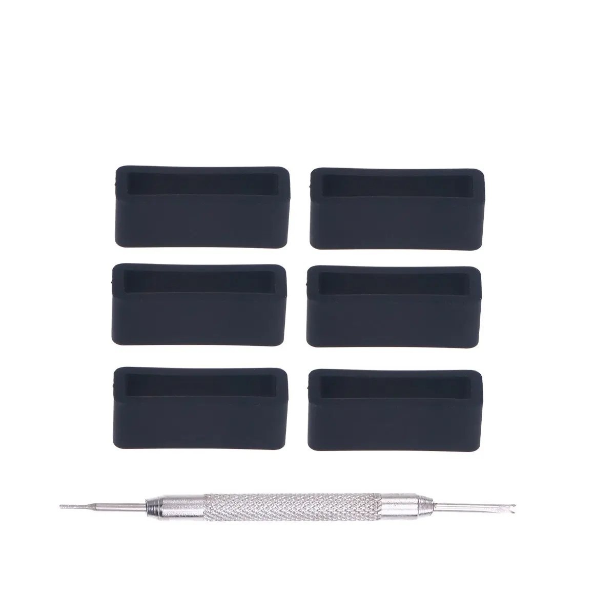 Silicone Watch Band Strap Loops 22mm 6 Pack Replacement Retainer Rings for Smartwatch with Repair Tool