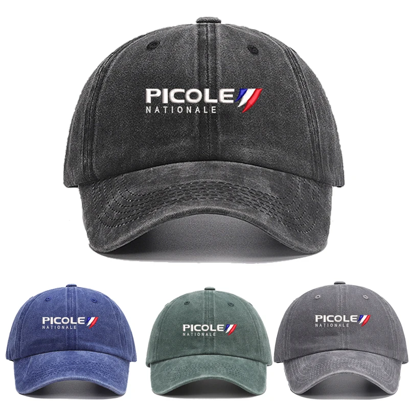 Fashion brand Embroidery France PICOLE NATIONALE soft Men Baseball Caps cotton washed Adjustable women sunbonnet Dad cap hat