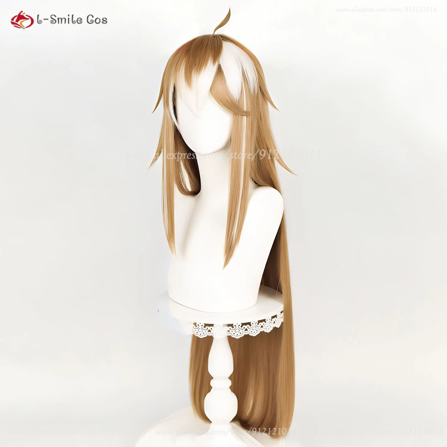 Peluca de Anime Gorou de Miss Hina para mujer, accesorio de Cosplay resistente al calor, color marrón y blanco, 100cm