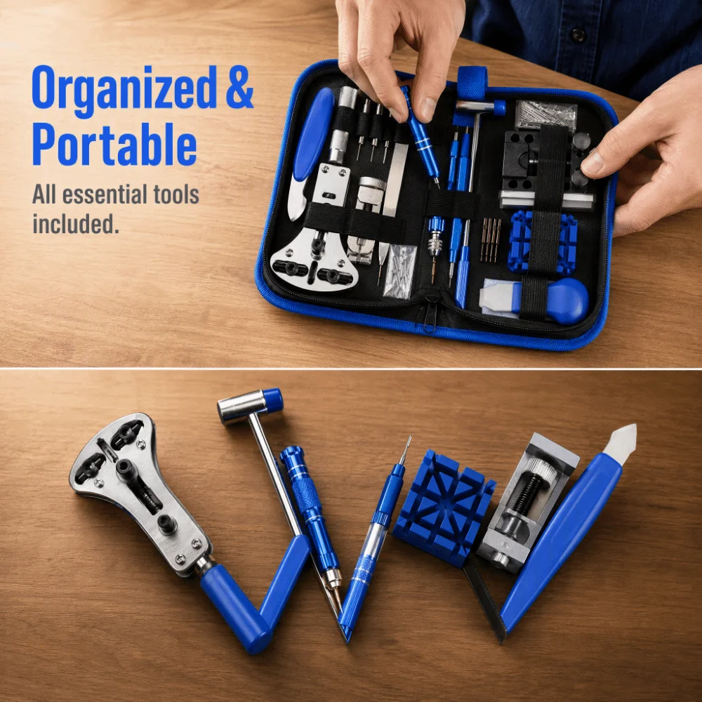 185 Pieces Carrying Case Watch Repair Kit Instruction Manual Multi-Function Watch Link Removal Tool