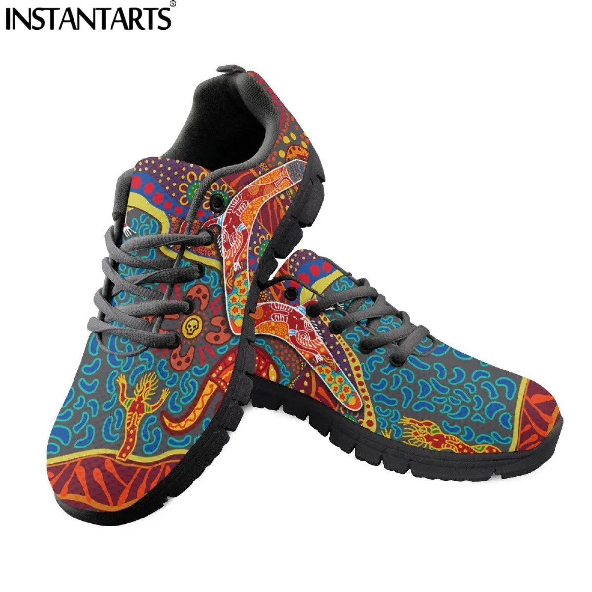 Australia Aboriginal Art Lace-up Mesh Sneaker Shoes For Women New Fashion Ladies Couple Flats Comfort Light Footwear
