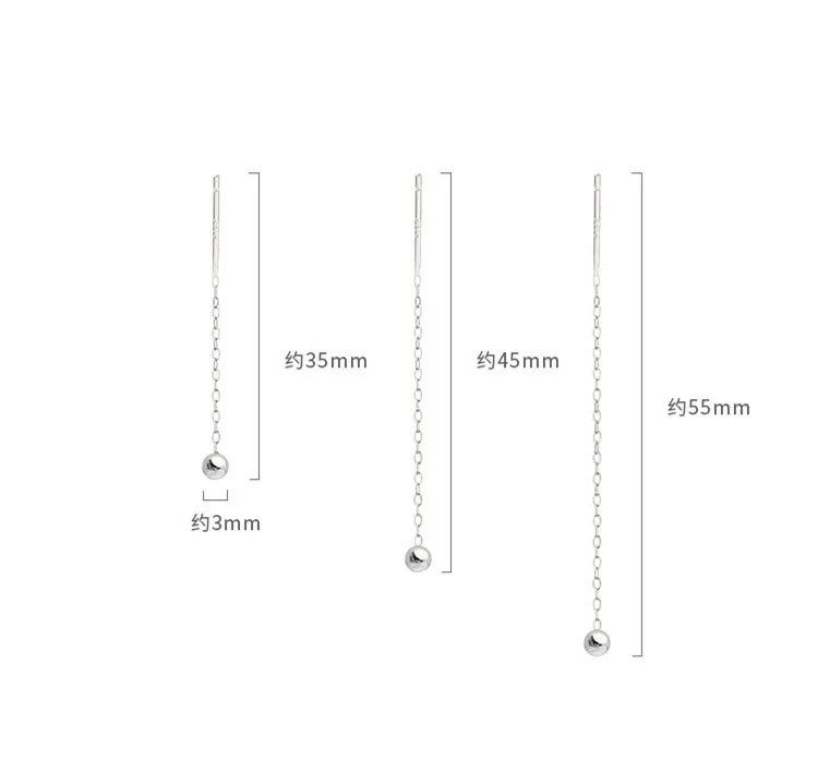 Three sizes Long Wire Tassel Thread Chain Ball Pendants Drop Earring Women\'s Ear Straight Line Hanging Earings Unusual Jewelry