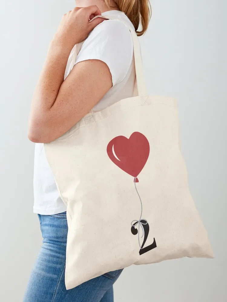 Red Heart Balloon with black number 2 Second Valentine's day Numeric Two Tote Bag Shopper handbag Shopper bag Bag