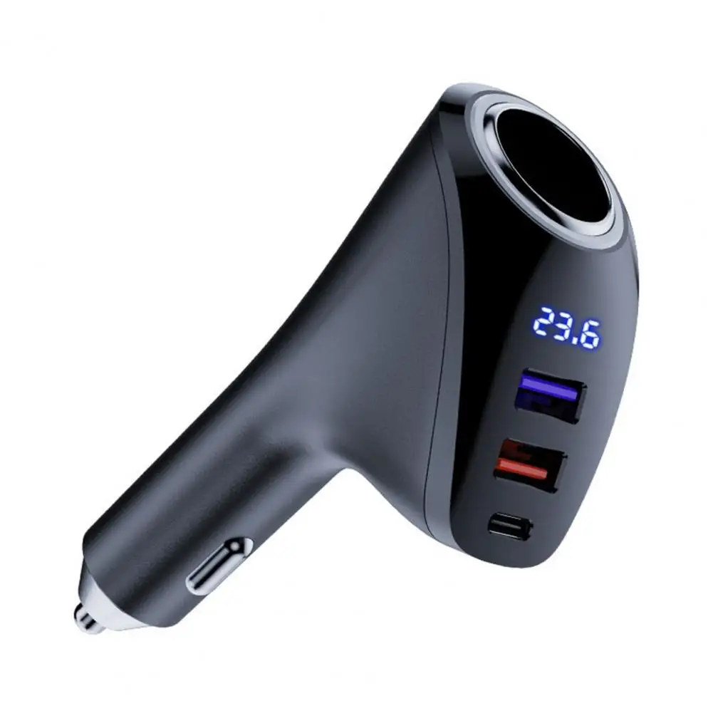 High-speed Charging Car Charger High Power 3-in-1 Car Charger with Digital Display Fast Charge Universal Automotive Phone